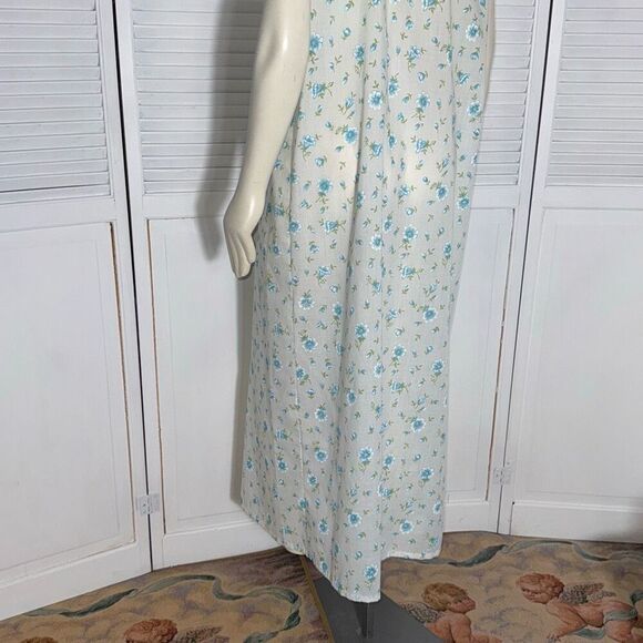 Vintage Amy Sue Blue Floral Prairie Long Sleeveless Nightgown Size Medium - Picture 10 of 15
